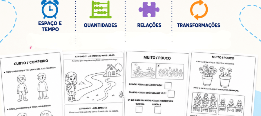 8 Atividades para Imprimir Grátis na Educação Infantil: Espaços, Tempos, Quantidades, Relações e Transformações